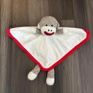 Baby Starters Sock Monkey Lovey Plush Baby Rattle Security Blanket White